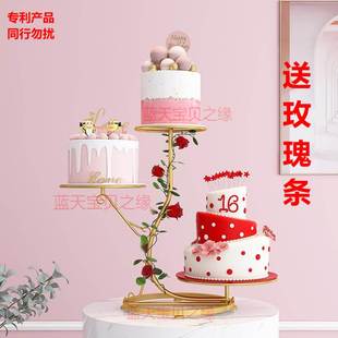 铁艺创意欧式多层蛋糕架子，婚庆礼生日三层点心展示台甜品托盘
