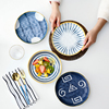 手绘釉下彩陶瓷盘子菜盘创意日式餐具家用餐盘水果盘汤盘