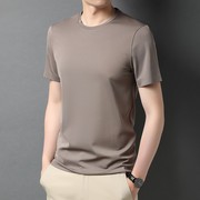 品牌桑蚕丝短袖T恤男夏季真丝半袖商务男装薄款圆领凉感体恤衫