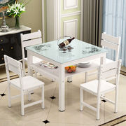 餐桌椅组合小户型四方桌正方形，餐桌经济型双层家用饭桌玻璃小方桌