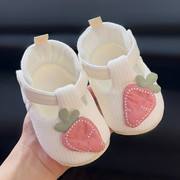 新生婴儿学步地板袜夏季款防掉0一6月女宝宝软底，布鞋单鞋子(单鞋子)针织春