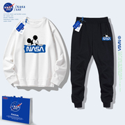 NASA联名米奇卫衣套装2024春秋款克莱因蓝男童女童一家人亲子装