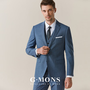 男士羊毛蓝色西服外套修身商务，休闲单西西装，上衣新郎结婚礼服套装