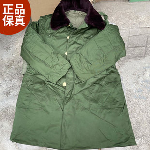 库存棉大衣男冬季防寒保暖怀旧毛领，加厚军绿色中长款87棉大衣