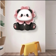 s2401卧室客厅儿童，房装饰画熊猫花朵挂画80*80b6-581