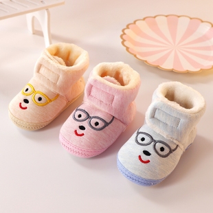 0-1岁婴儿棉鞋6-9个月男女宝宝学步鞋软底加绒保暖鞋不掉鞋秋冬季