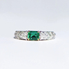 八角祖母绿箭型戒指，s925纯银镀金女绿宝石锆石，复古国风气质大气款