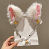 发箍项圈猫耳朵铃铛头箍性感发饰，发卡女可爱白色小野猫兔子头饰品