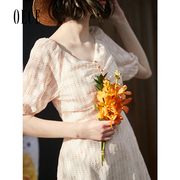 Oece春夏女装 很仙的法国小众桔梗裙子V领超仙仙女连衣裙