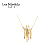 Les Nereides玄凤鹦鹉和玫瑰花蕾项链Ins复古18K金法式小众设计新