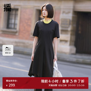 播黑色不规则气质淡人连衣裙女商场同款夏短袖t恤裙BDR1LD0143