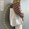 春夏季韩版网格手提包购物袋网眼镂空沙滩，包帆布(包帆布)单肩女包包