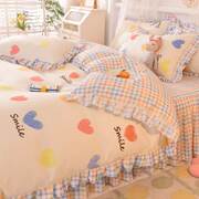 韩式床裙四件套卡通双人，被罩全棉纯棉被套床罩床套款式宿舍公