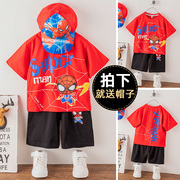蜘蛛侠衣服男童夏装套装，2024洋气儿童短袖男孩，夏季网红童装潮