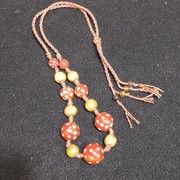 草莓玛瑙搭配老珍珠编绳多宝项链，设计师款复古民族风收藏品aqx7