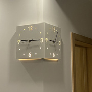 钟表挂钟客厅转角双面钟时钟(钟，时钟)创意简约现代艺术家用时尚壁灯餐厅