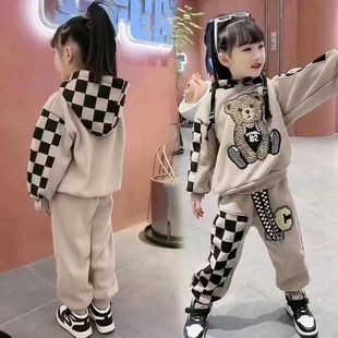 女童秋装韩版3洋气时髦5儿童卫衣7女孩衣服，9岁中大童春秋套装