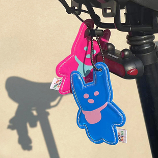 原创设计镜子动物园可可，兔骑行反光自行车包包挂件配饰安全警示
