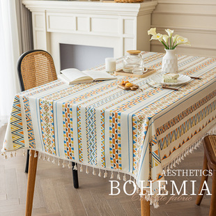 波西米亚桌布防水防油免洗长方形桌垫布茶几台布民族风棉麻餐桌布