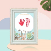 兔宝宝满r月手足印画婴儿百天足印纪念相框新生儿脚印手印周岁仪