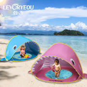 全自动沙滩帐篷速开便携儿童海边防晒遮阳棚，折叠加大简易防风帐篷