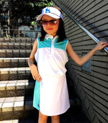 香港POODLE儿童高尔夫衣服女童套装网球服装无袖上衣短裙速干