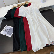 连衣裙女夏季韩版女装套头连衣裙小众设计2022连衣裙