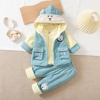 男女宝宝衣服秋冬装婴儿棉袄，加厚0-1-2周岁外穿灯芯绒马甲三件套