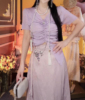 崔纸鸢(崔纸鸢)紫色提花半身裙，盘扣镶钻流苏，高腰a字长裙11931