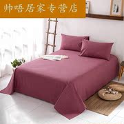 床单单件家纺粗布床单单件一件格子被单床单老粗布全小格子酒红色