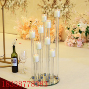 水晶灯烛台欧式婚庆用品玻璃，多头旋转蜡烛台水晶工艺品
