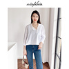 VIAPLAIN设计师品牌蕾丝镶边方领上衣韩系复古白色衬衫
