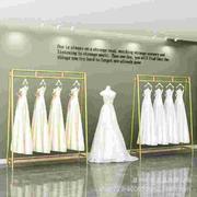婚纱店专用高档影楼金色铁艺，挂衣架落地式旗袍，晚礼服婚纱展