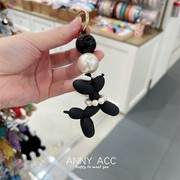 韩国饰品百搭卡通可爱气泡，小狗狗钥匙扣，珍珠挂件包包吊坠黑色