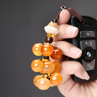 汽车钥匙挂件女士高档韩国创意玉石饰品个性可爱扣钥匙链串钥匙圈