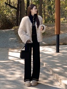 小香风针织套装女名媛气质高级感时尚减龄上衣休闲长裤两件套装