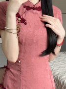 新中式民国风改良旗袍女装，夏装年轻款少女高级感剪花长裙日常可穿