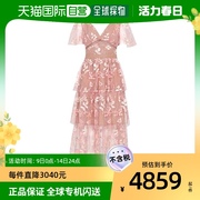 香港直邮潮奢 Self-Portrait 女士 花朵网纱层叠中长连衣裙