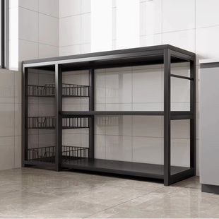 宜家厨房置物架落地收纳柜置物柜子储物橱柜家用多功能微波炉切菜
