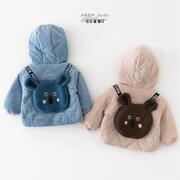 男女童棉衣外套秋冬季绗棉加厚保暖婴儿韩版卡通小熊外出上衣加厚