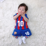 梅西足球服10号夏季女婴1-5岁短袖套装分体装透气运动男宝宝