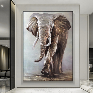 纯手绘大象现代金丝油画书房，走廊客厅餐厅玄关装饰画背景墙挂画