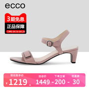 ecco爱步女士凉鞋高跟一字，式扣带圆头真皮露趾凉鞋型塑280823