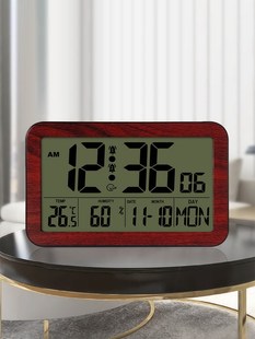客厅电子时钟夜光挂钟数字，钟表台式温湿度闹钟，简约创意桌面家用