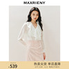 maxrieny复古宫廷风雪纺衫，2024夏季荷叶，领上衣女修身显瘦
