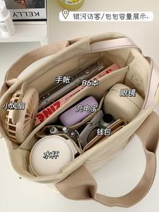日系加厚帆布包女ins小众复古百搭手提包包多隔层口袋通勤斜挎包