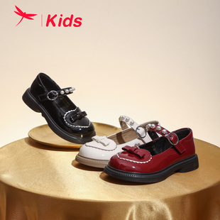 红蜻蜓女童鞋2024春季复古黑色皮鞋洛丽塔公主，单鞋校园演出鞋