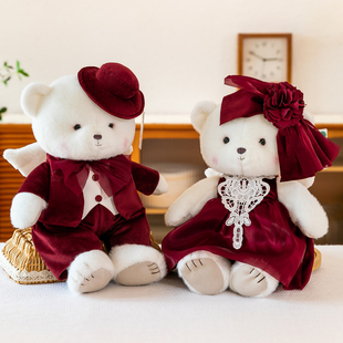 婚纱泰迪熊压床娃娃结婚一对抱枕，礼物婚房公仔熊摆件(熊摆件)新人毛绒玩具