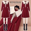 法式红色长袖连衣裙女秋季2022年小个子高级感时尚洋气针织裙