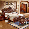 欧式皮床实木f床双人床1.8米太子床主卧婚床床头柜雕花床卧室家具